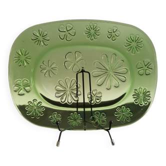 Rectangular dish in transparent green glass