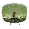 Rectangular dish in transparent green glass