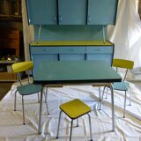 Buffet en formica jaune et bleu