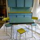Buffet in blue and yellow formica