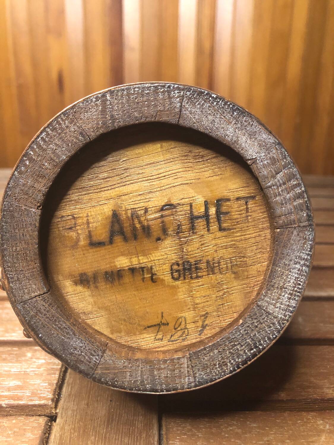 Ancien Pichet BLANCHET Bois + Cerclage Cuivre Vintage