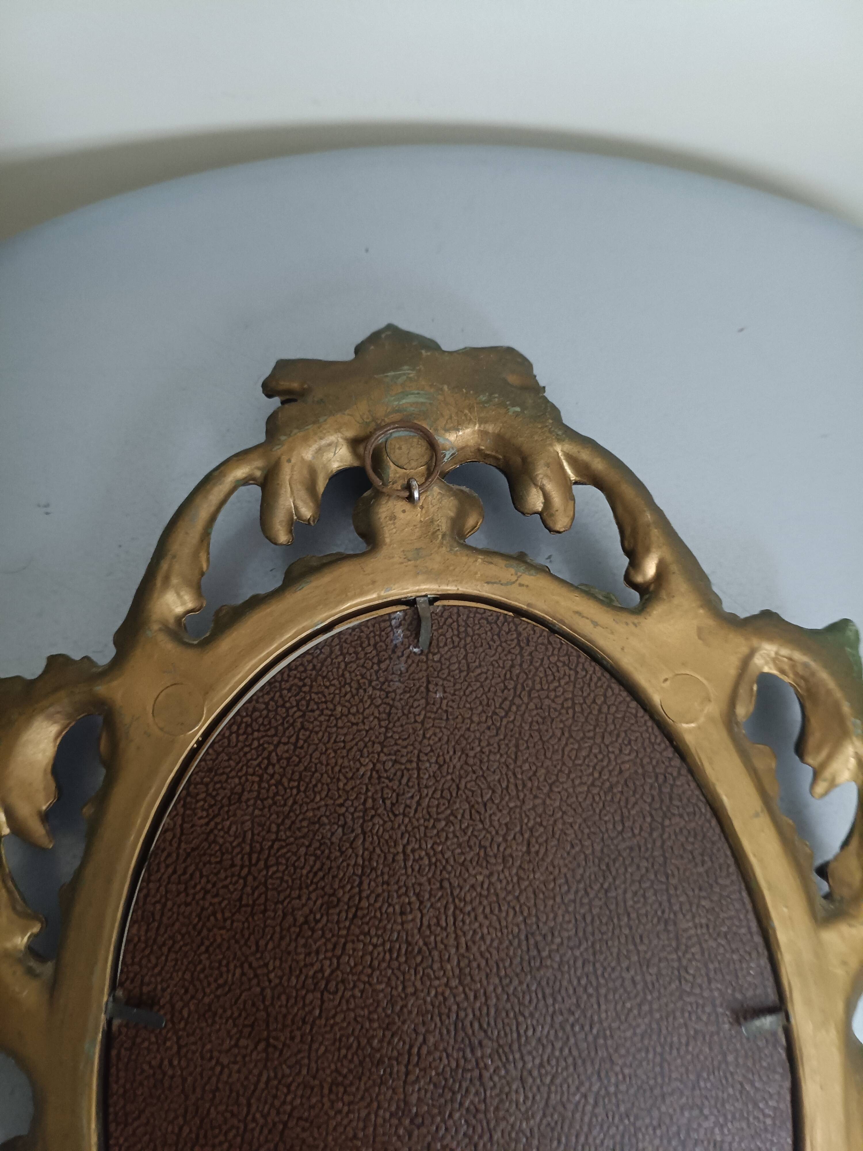 Small vintage Italian golden mirror in rococo baroque style from Italy, 1960s.
