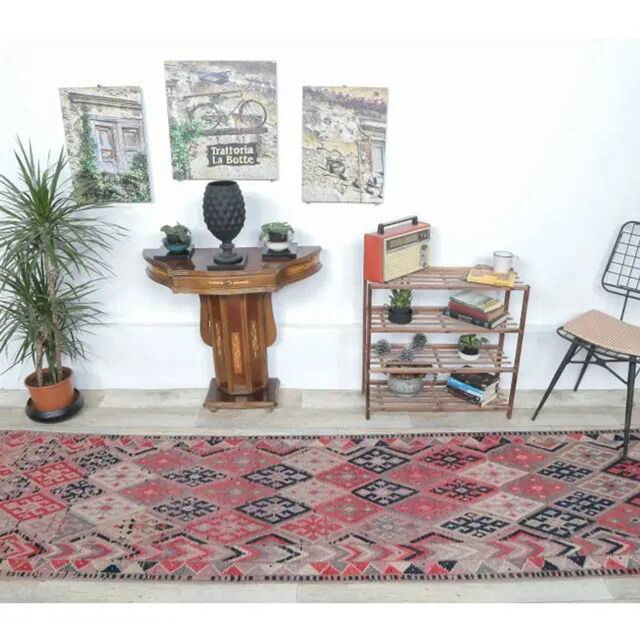 1960s Vintage Turkish Hand-Knotted Retro Runner 87x311