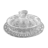 Antique butter dish in chiseled glass