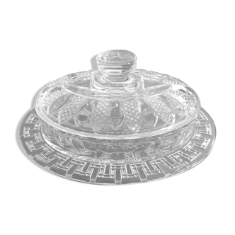 Antique butter dish in chiseled glass