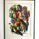 Composition abstraite orange et verte, gouache sur papier, 1989