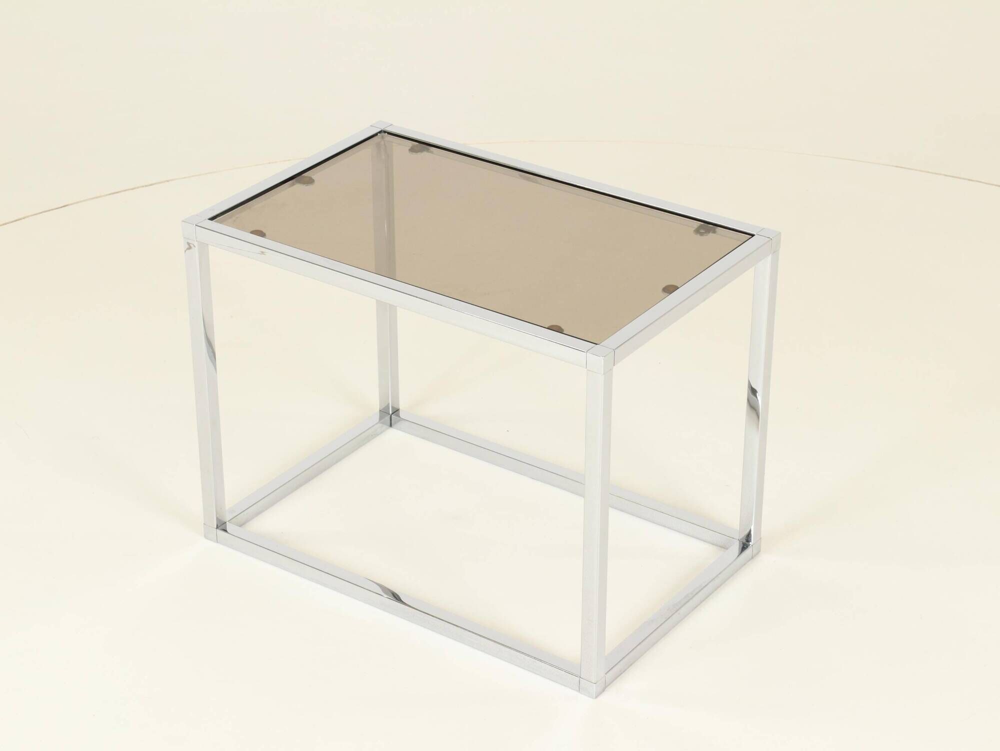 Coffee or Side Table in Chroom & Smoked Glass by Belgo Chrom, Belgium,1970s