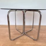 Set of mid-century design chrome dining chairs and table, 1970s