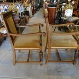 Pair of solid cedar armchairs from the end of the 19th century