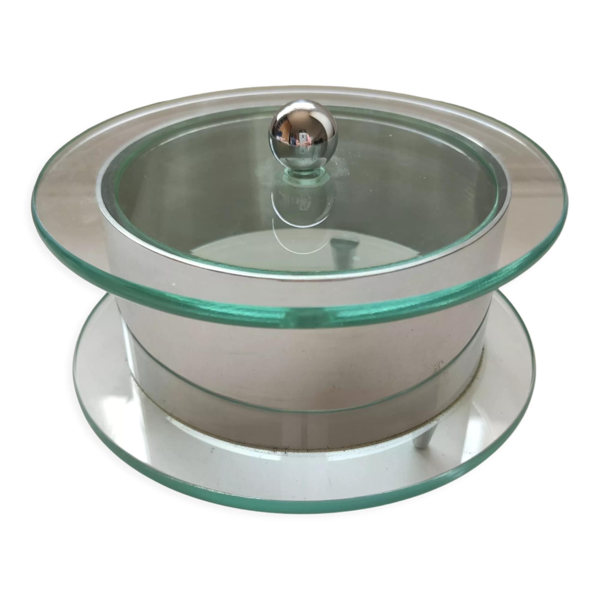 Jewelry box in glass and stainless steel design