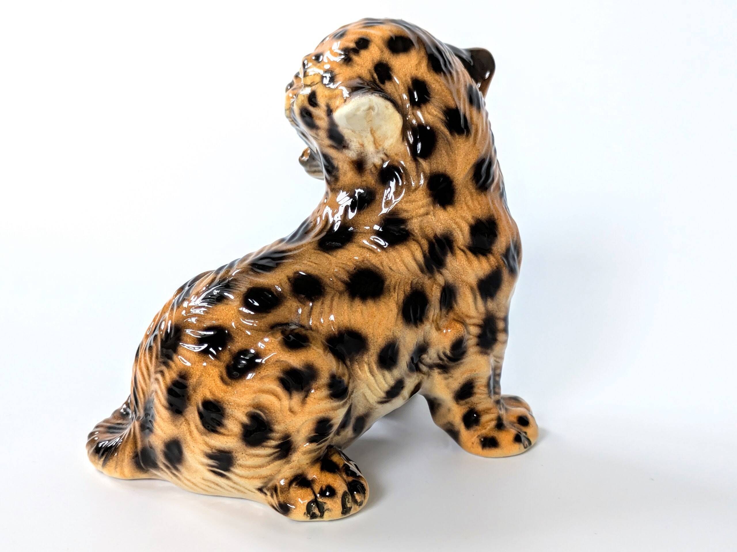 Porcelain Leopard Figurine | Ronzan Italy | 1960s