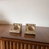 Enzo Mari, Set of 2 travertine desk organizers, Danese Italy 1970s
