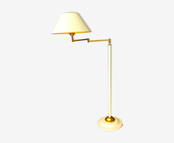 Lampadaire articulé liseuse design 1950 en métal et laiton