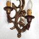 Pair Vintage French Bronze Double Wall Lights Acanthus Leaf & Flower Detail