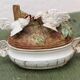 Bonbonnière en porcelaine, combat de coqs