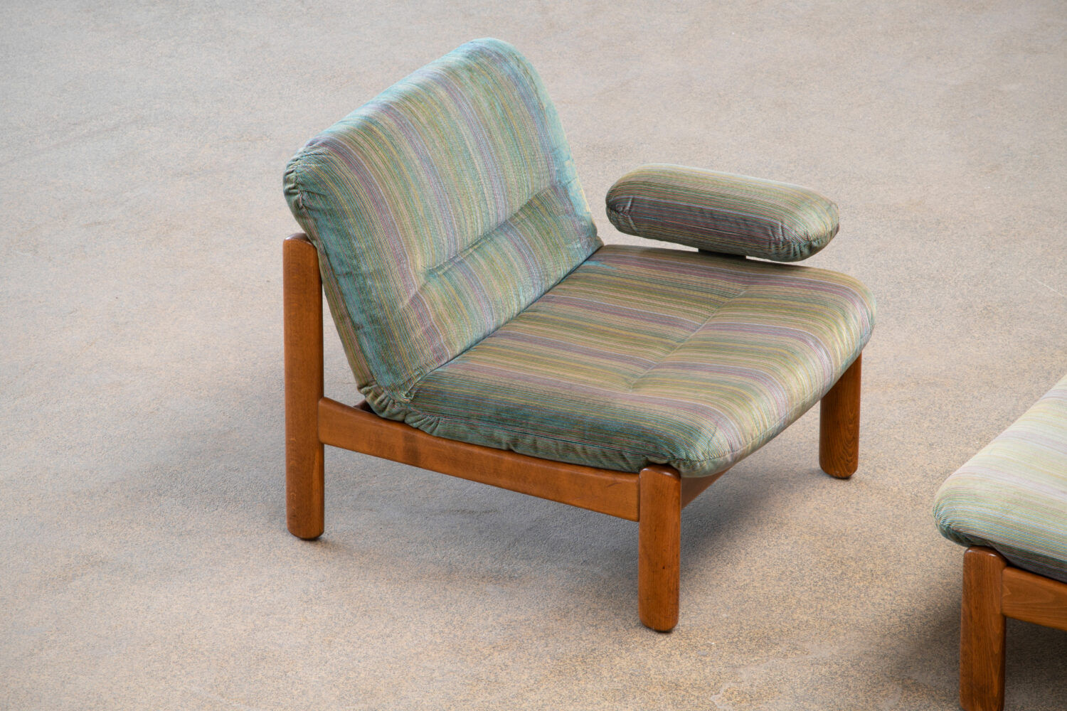 Pair of Scandinavian armchairs in teak and velvet, 1960