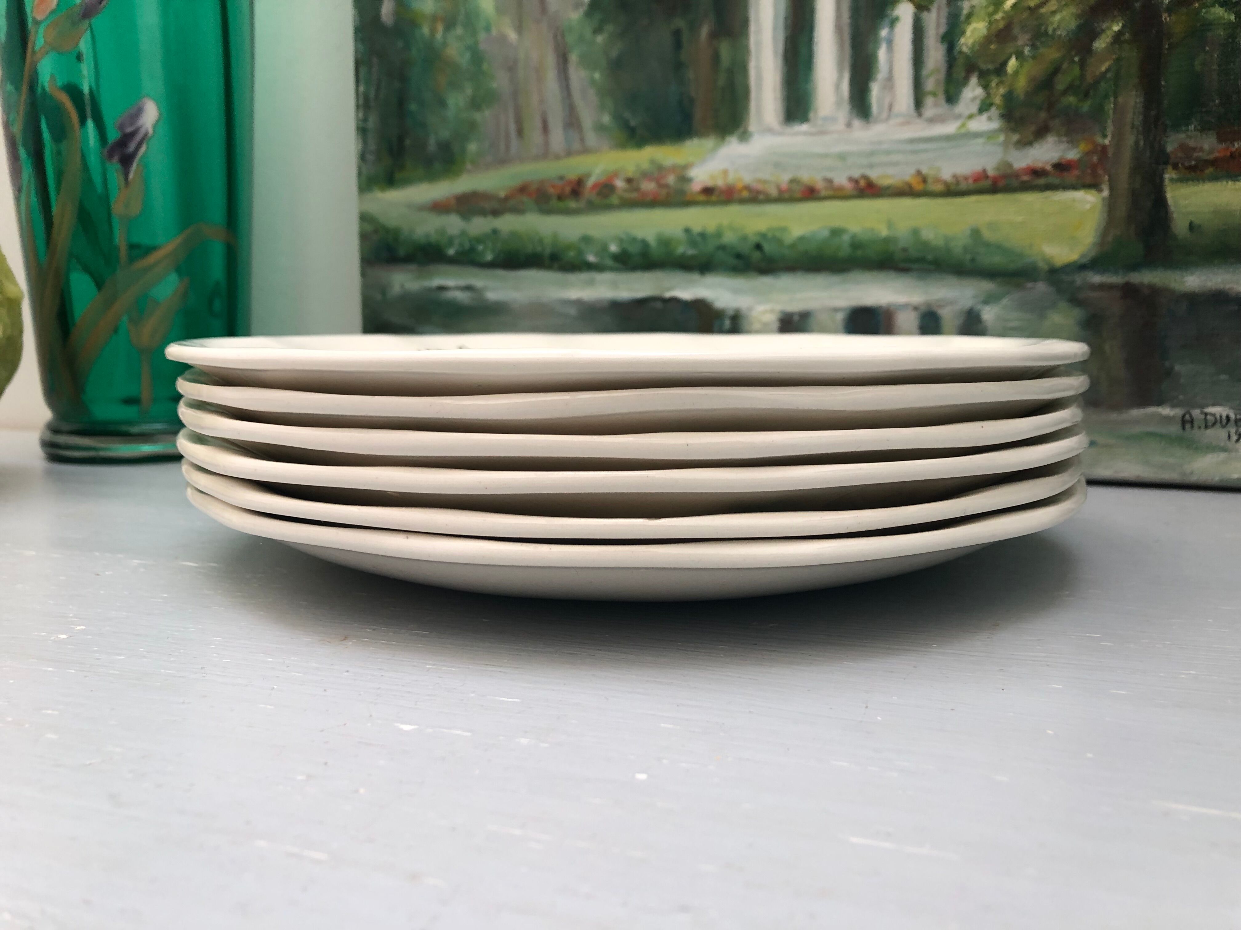 Lots of 6 flat plates model embrun, with floral motifs. Stamped Salins France