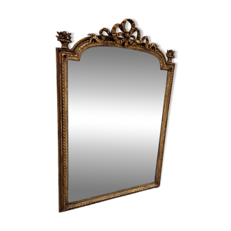 Louis XVI style mirror in wood and gilded stucco, 19th century