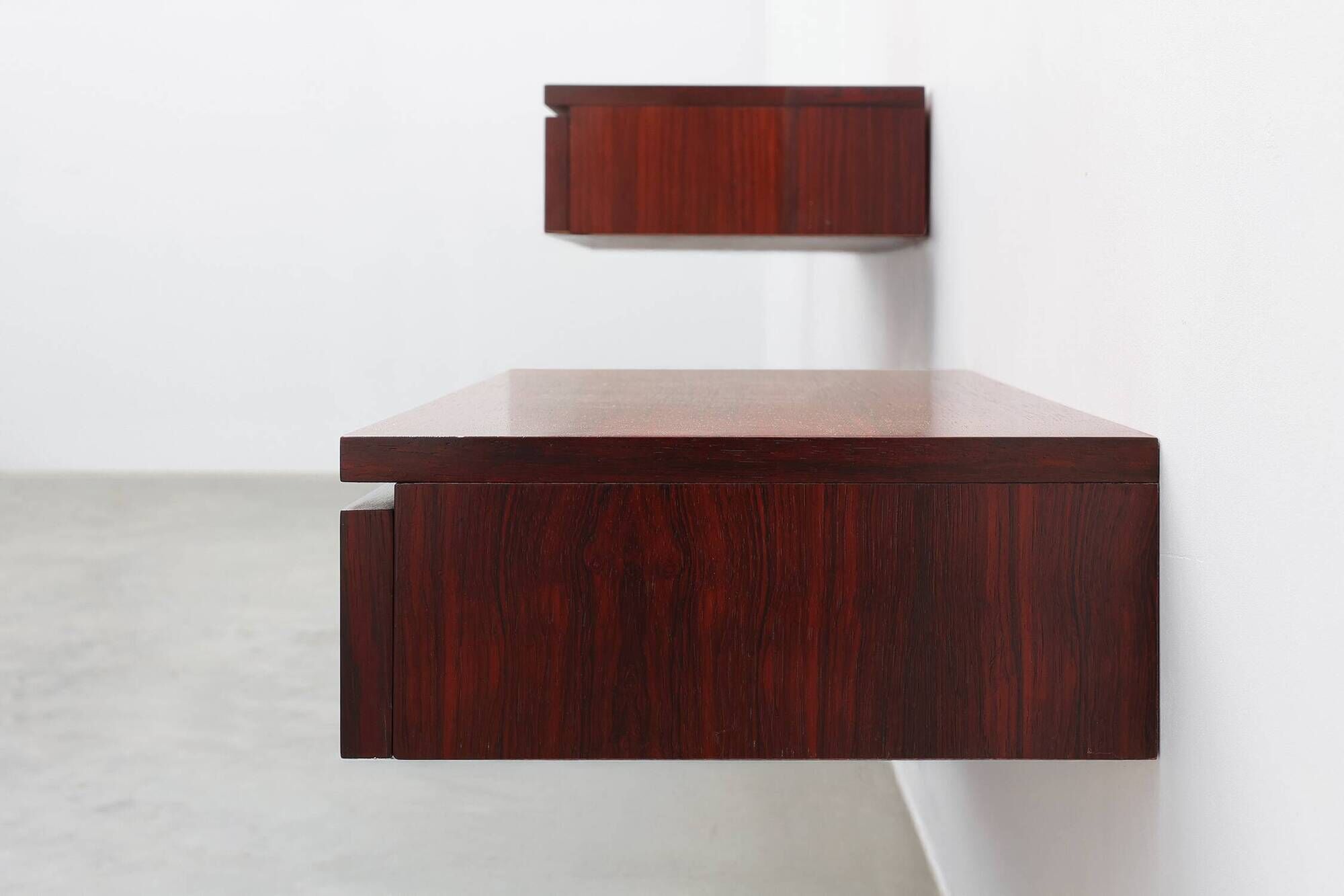Pair of Mid-Century Modern Danish Wall-Mounted Nightstands in Walnut