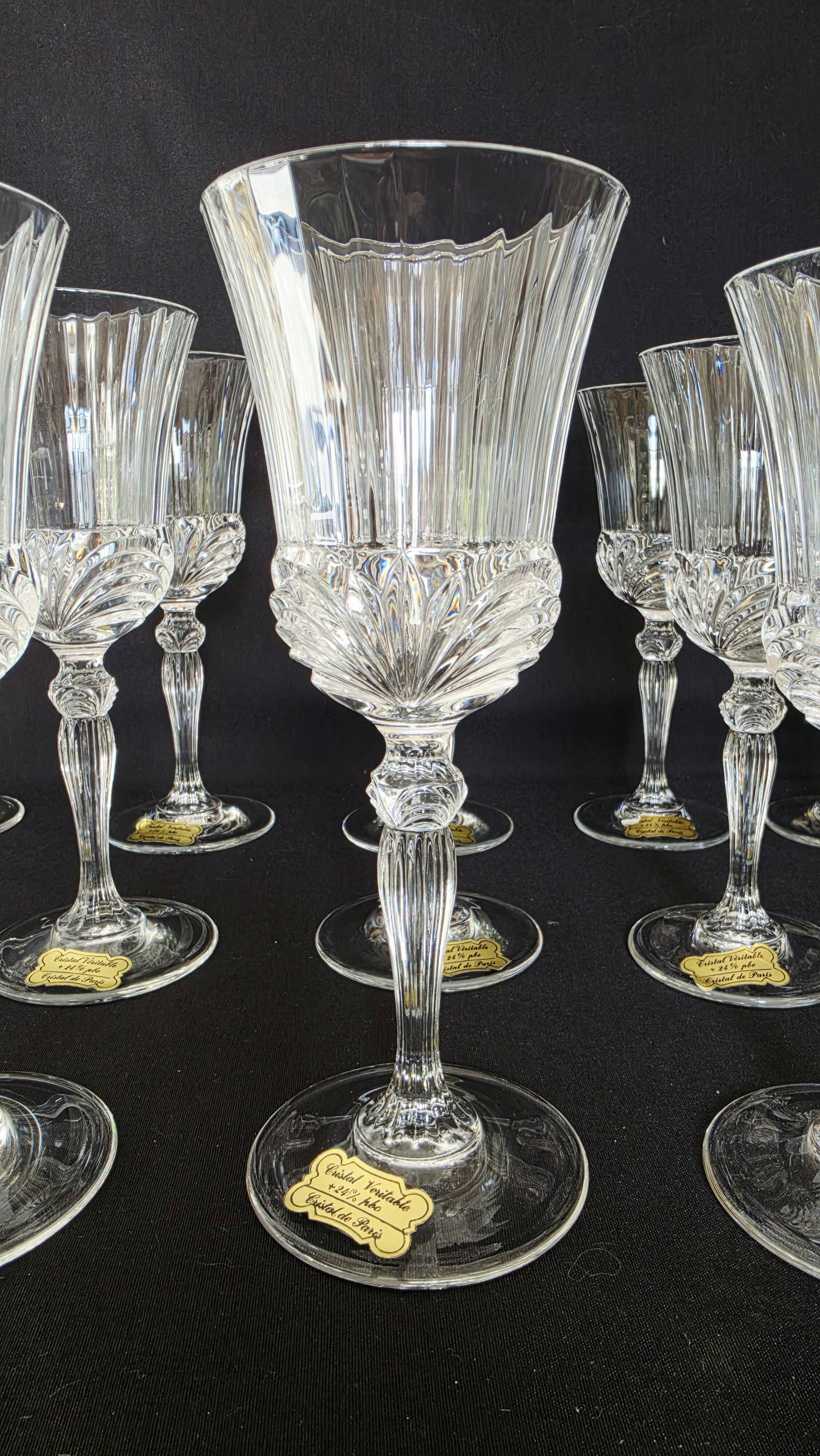 Lot exclusif de 18 verres authentiques en cristal de Lorraine Paris (+24 %