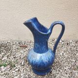 Enamelled stoneware pitcher signed