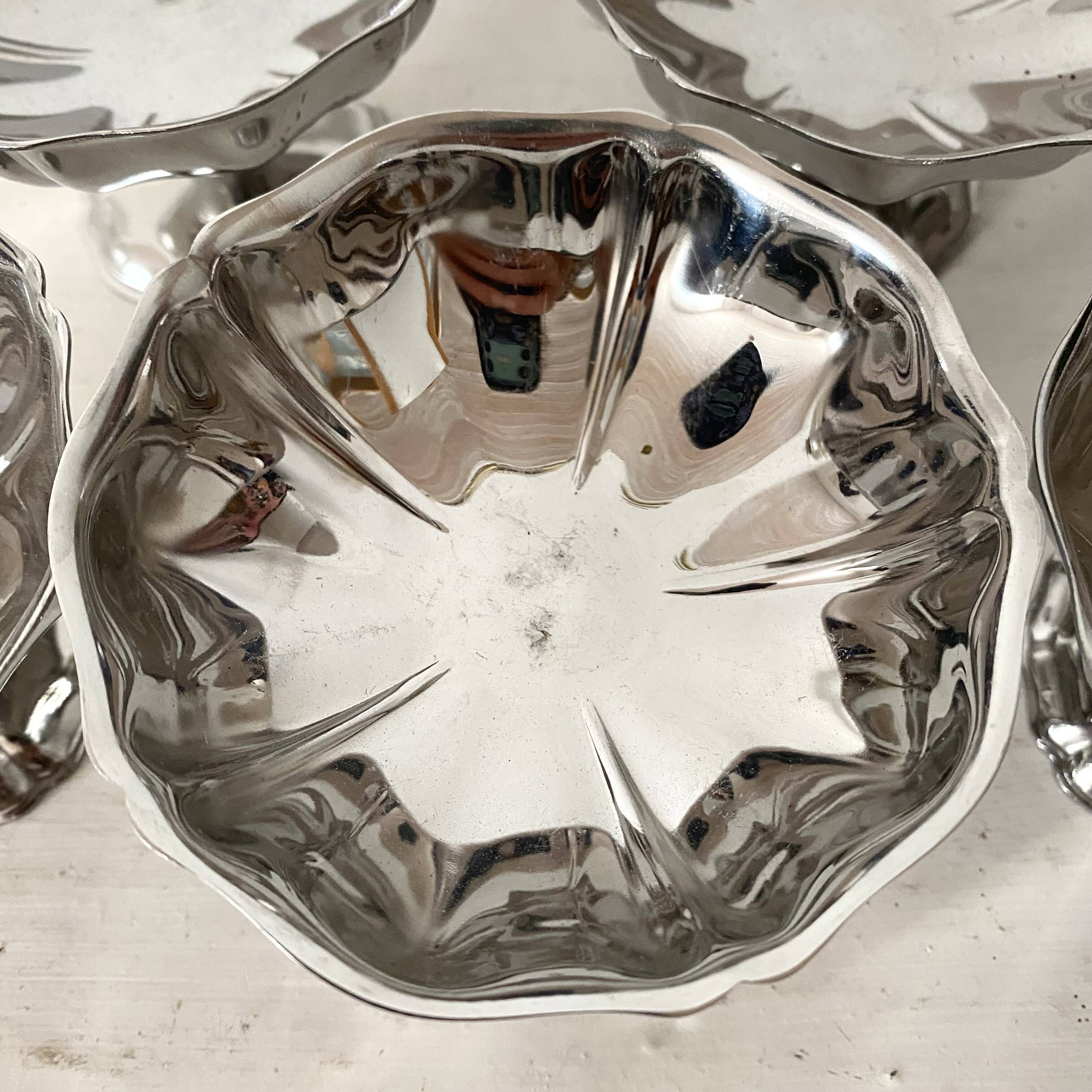 Vintage stainless steel stemmed bowls