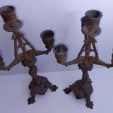 Regulate candlesticks - Pair of Louis XV characters