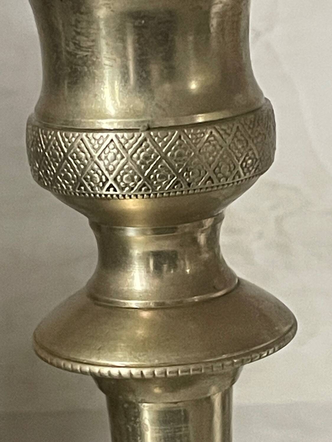 Antique pair of gilded bronze candlesticks