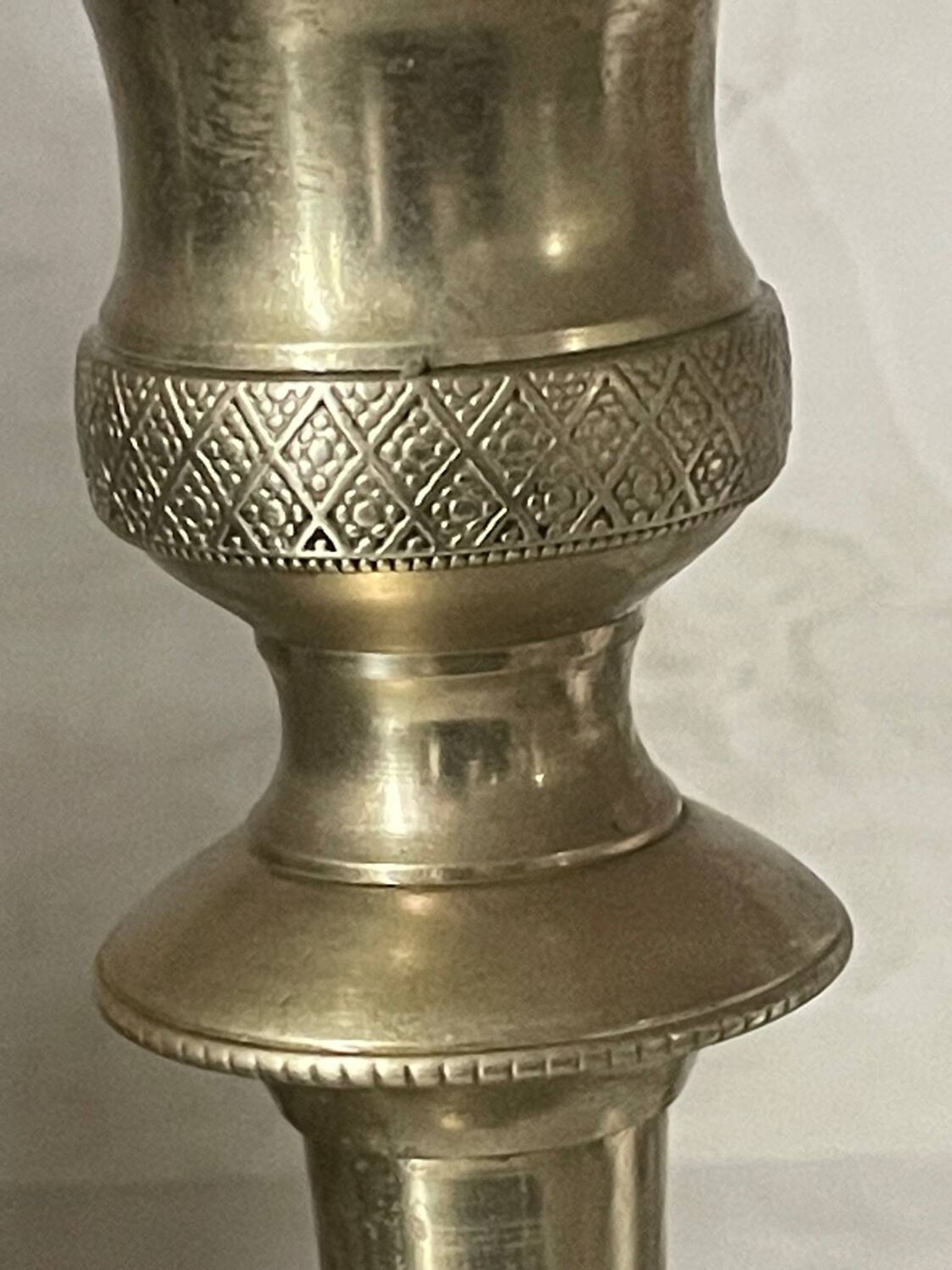 Antique pair of gilded bronze candlesticks