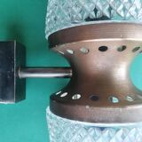 Vintage brass wall sconce with two glass globes