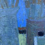 Vintage Modernists Oil Painting Blue Still Life By Svan Grandin Mid 20th Century