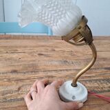 Gooseneck wall lamp with glass tulip shade