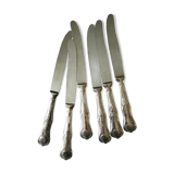 Set de 6 couteaux de table en métal argenté
