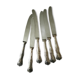 6 silver metal table knives