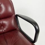 Pair of Executive Armchairs Charles Pollock Knoll Burgundy Leather 1970