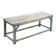Wooden coffee table and metal reinforcements with blue patina