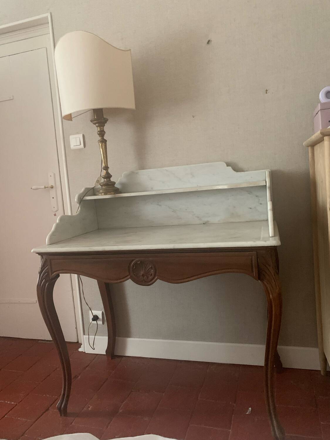 Old wooden and marble dressing table