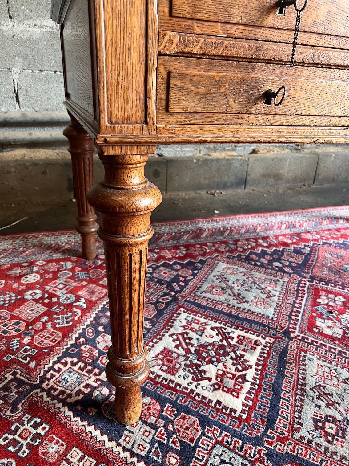 Louis Philippe antique desk with leather-wrapped top