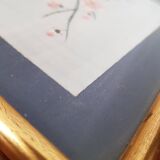 Japanese print on paper drawing of bird and flowers