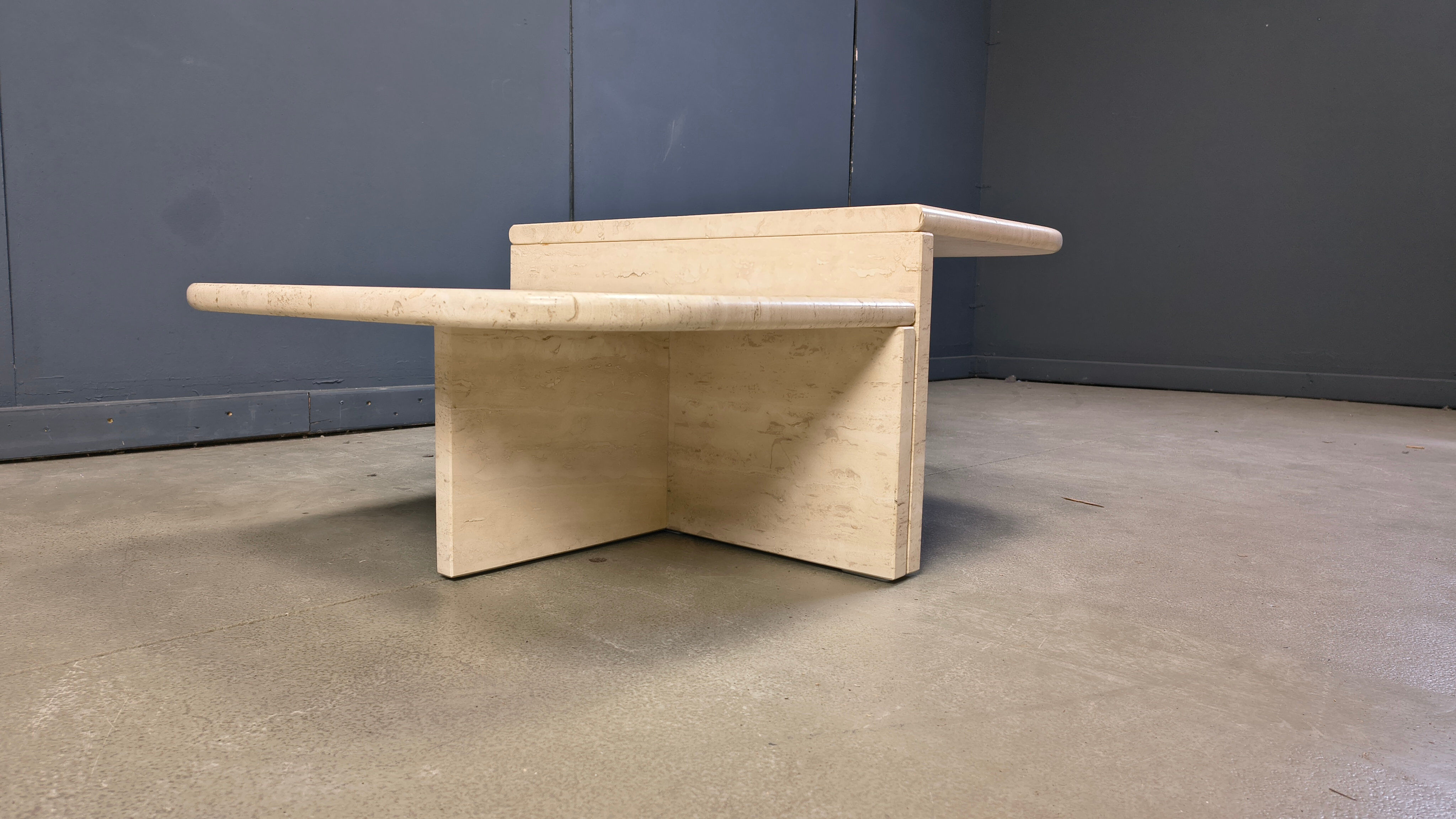 Pair of vintage travertine coffee tables or side tables, 1970s