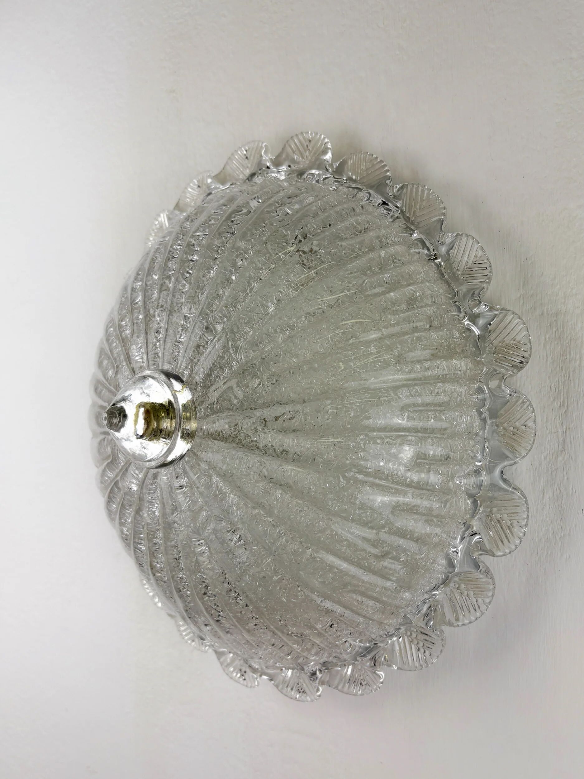 Murano glass scalloped flushmount ceiling light, Italy 1960s