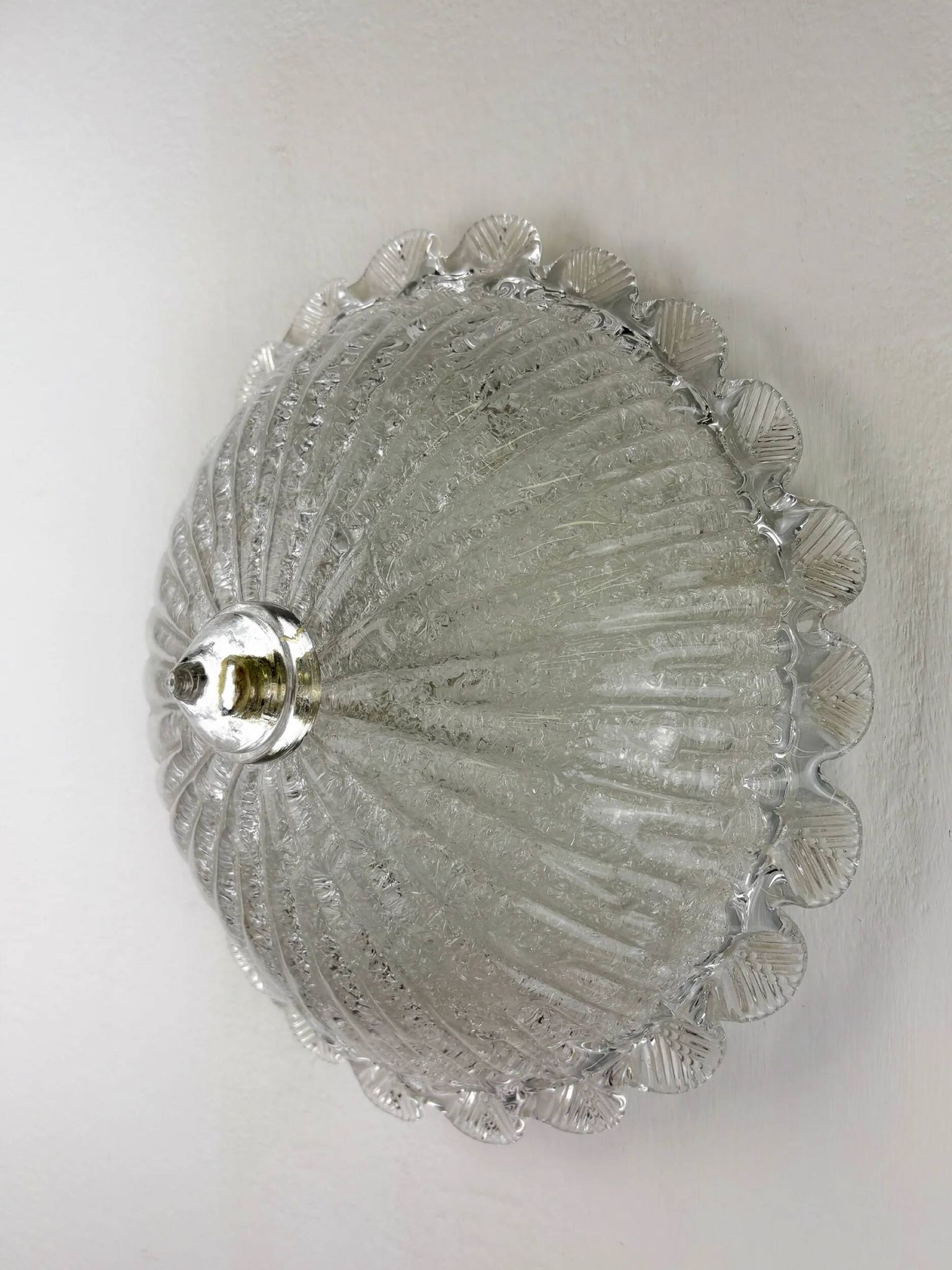 Murano glass scalloped flushmount ceiling light, Italy 1960s
