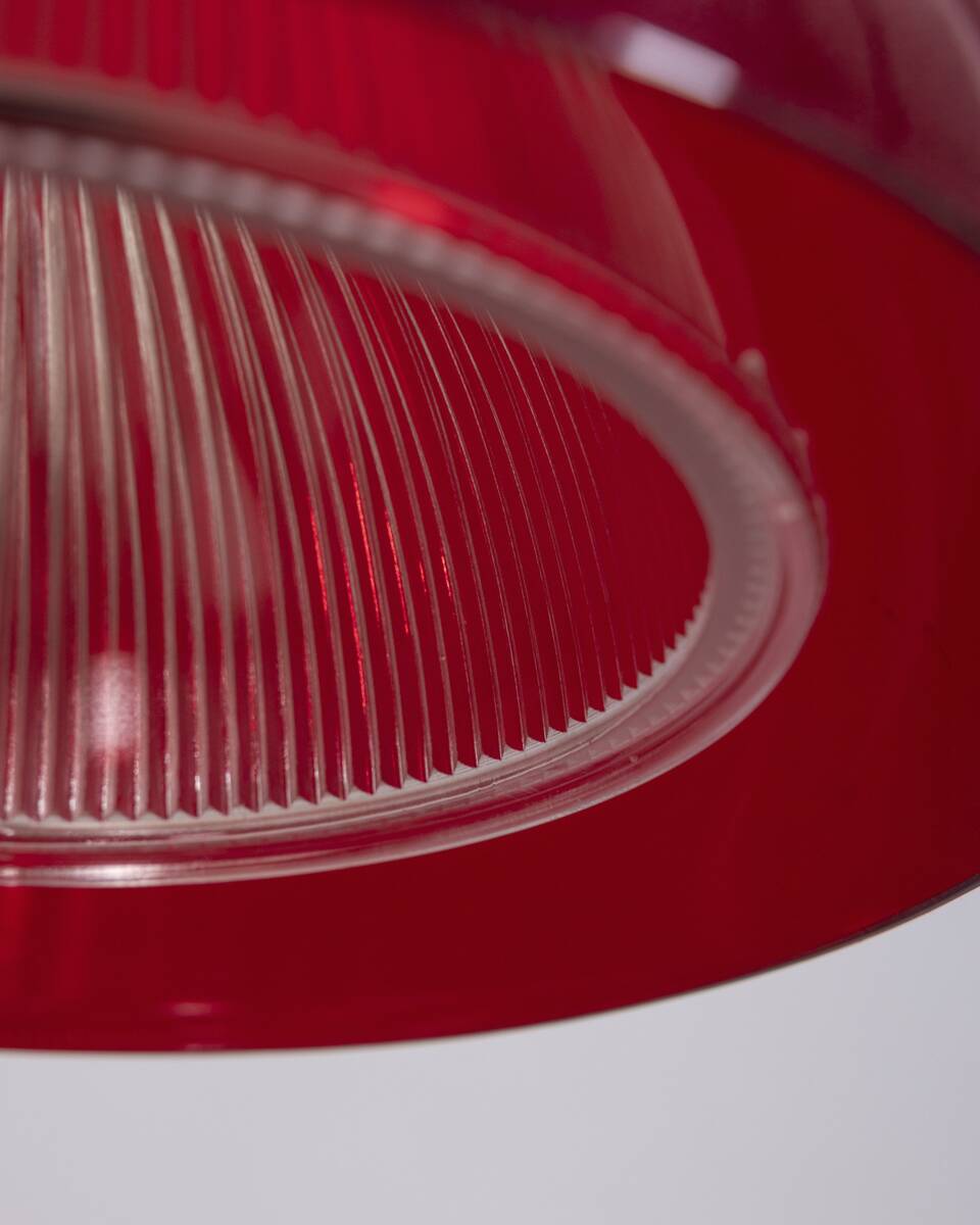 VINTAGE 1980S RED PLEXIGLASS PENDANT LAMP, ITALIAN DESIGN
