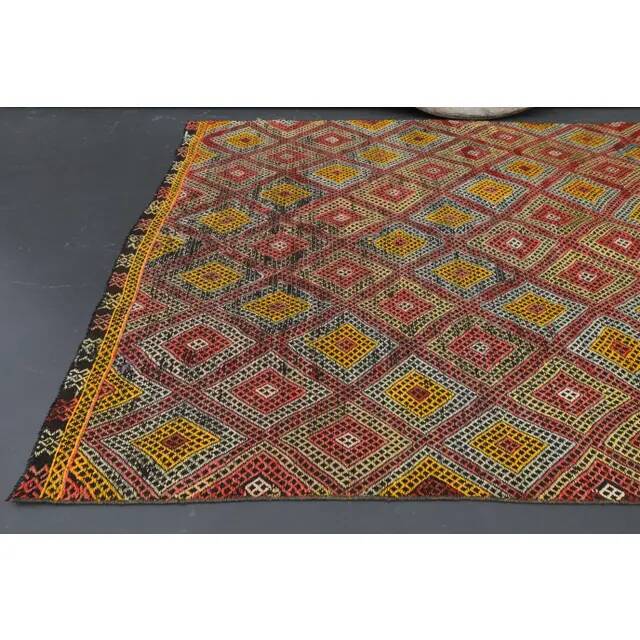 Vintage Turkish Oushak Handmade Wool Cotton Orange Area Rug 150x230