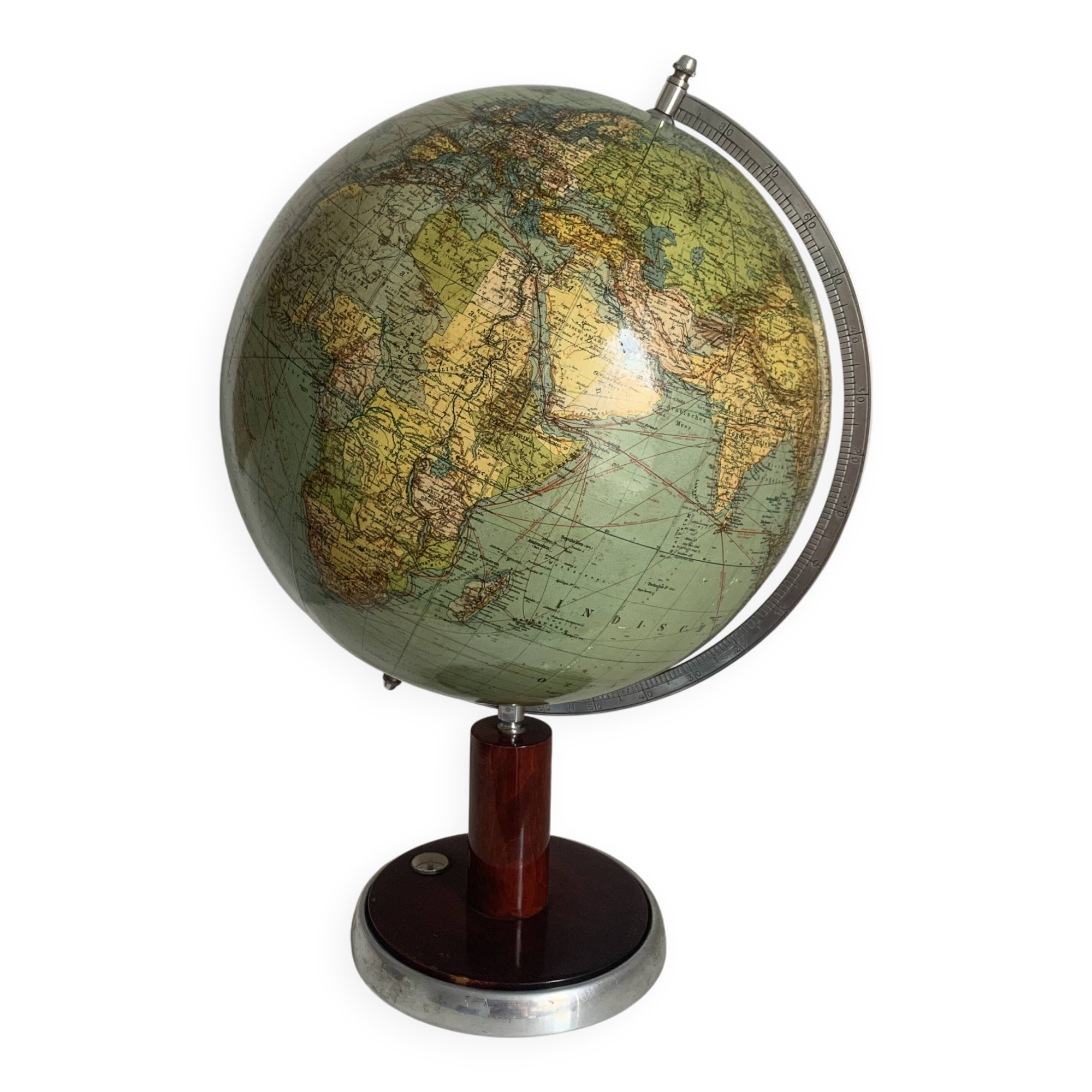 Vintage 1950 German Columbus World Map Globe - 53 cm