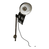 1930s Bauhaus Industrial Scissor Arm Wall Lamp, Black Enamel, Czechoslovakia
