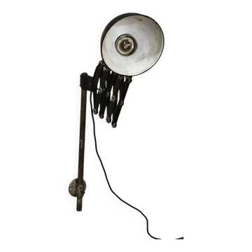 Lampe murale à bras articulé Bauhaus des années 1930, émaillée noire, Tchécoslovaquie