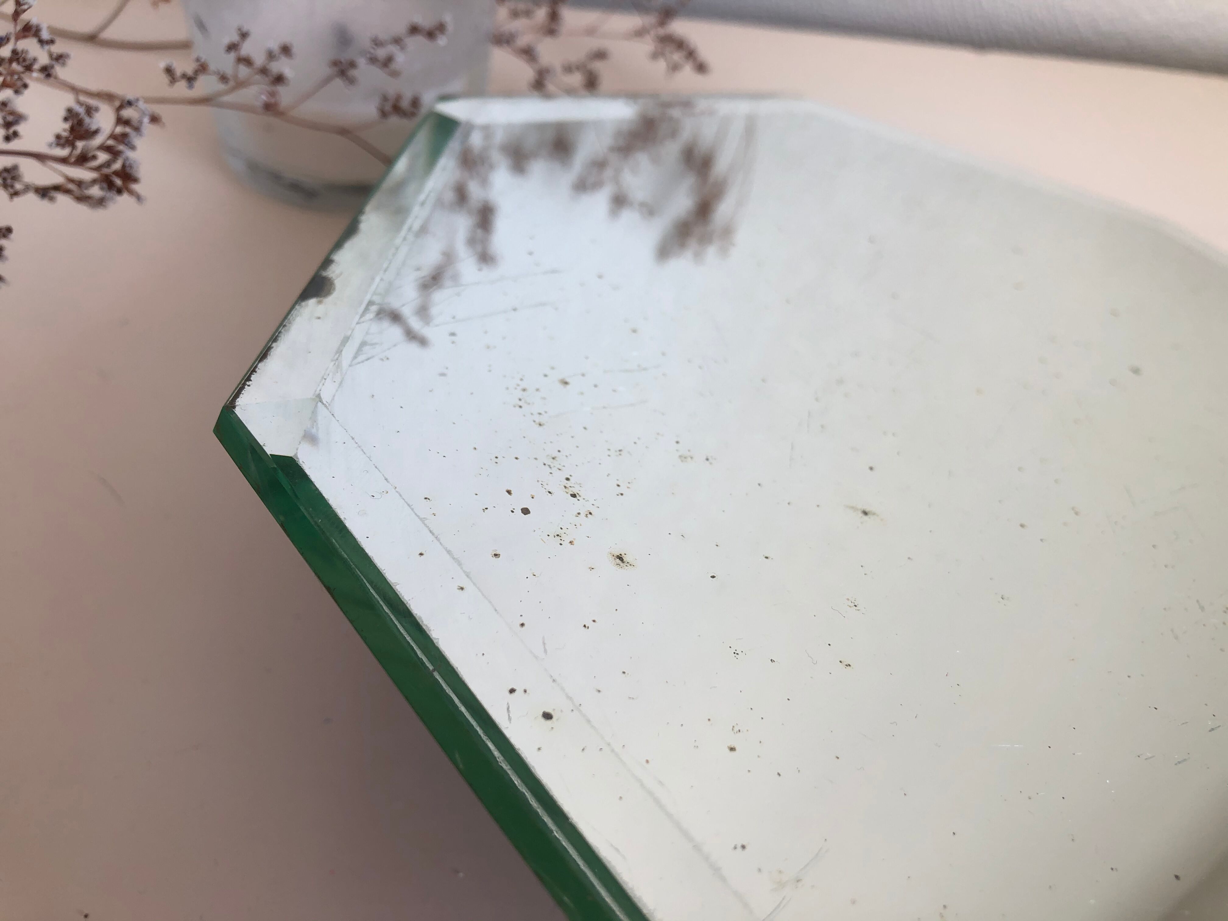 Octagonal bevelled mirror 27 x 27 cm