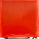 Pair of 70s trolley tables dime longato in glossy red