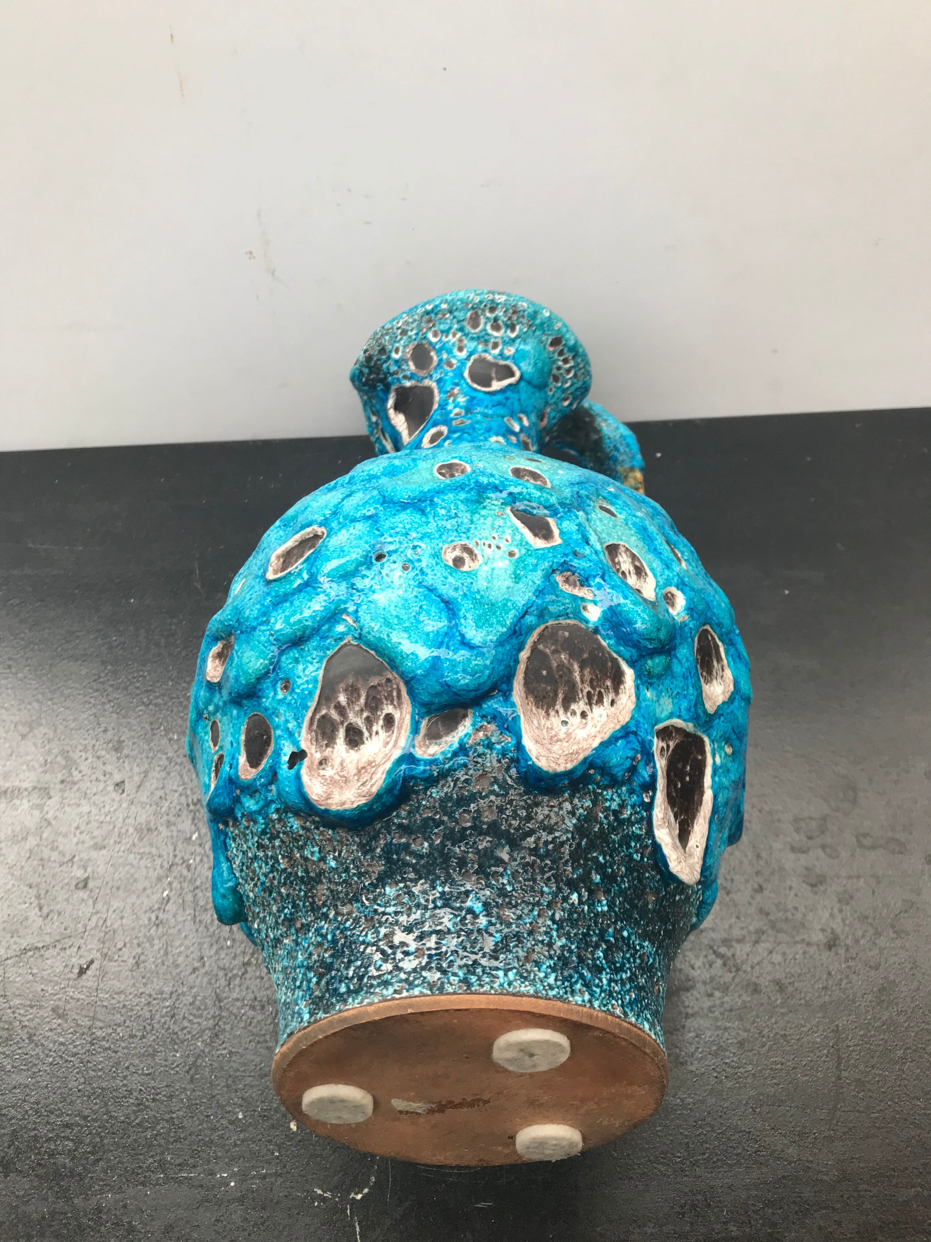 Former ceramic ewer pitcher - vintage blue ecumes